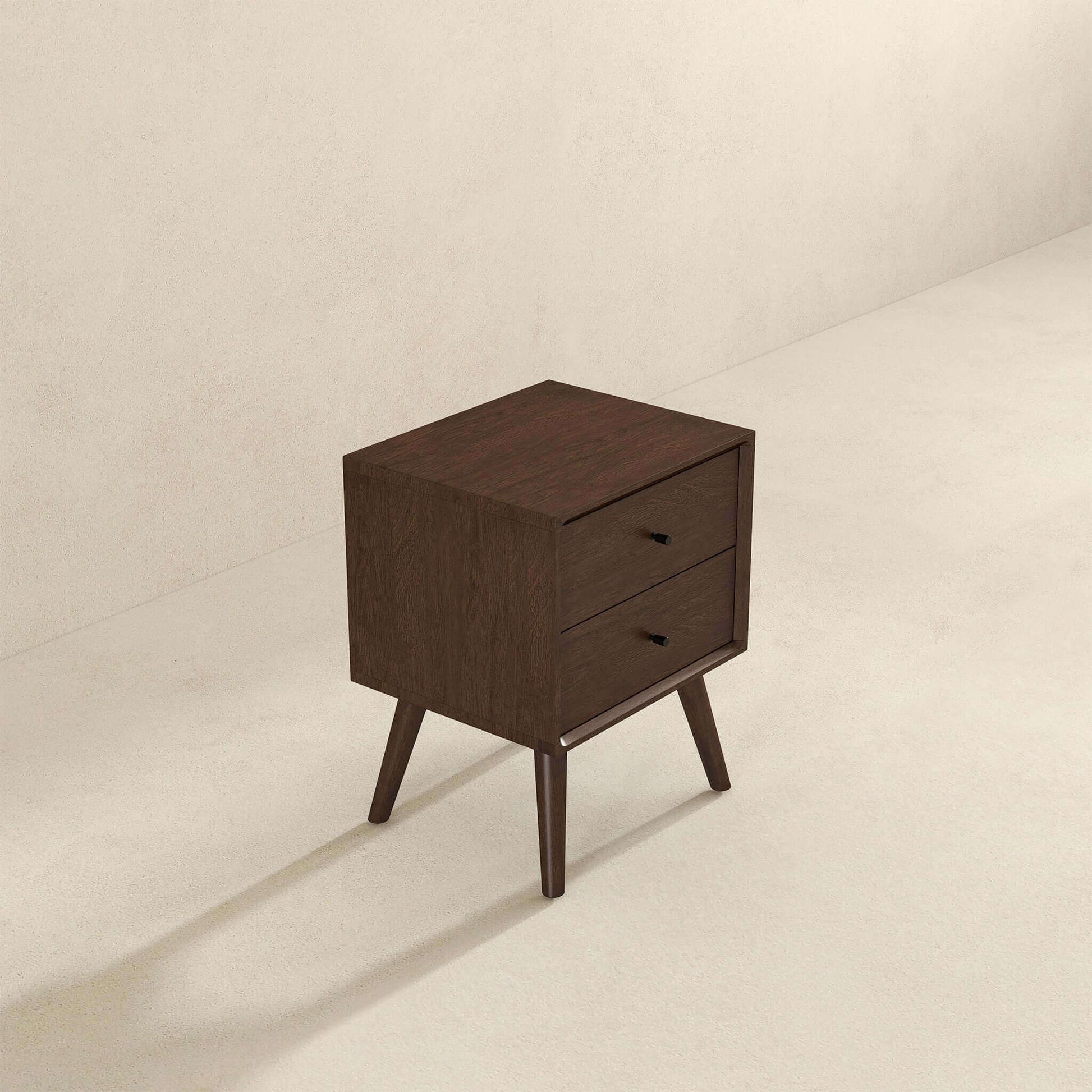 Caroline Walnut Night Stand 2-Drawer - Baha-Furniture