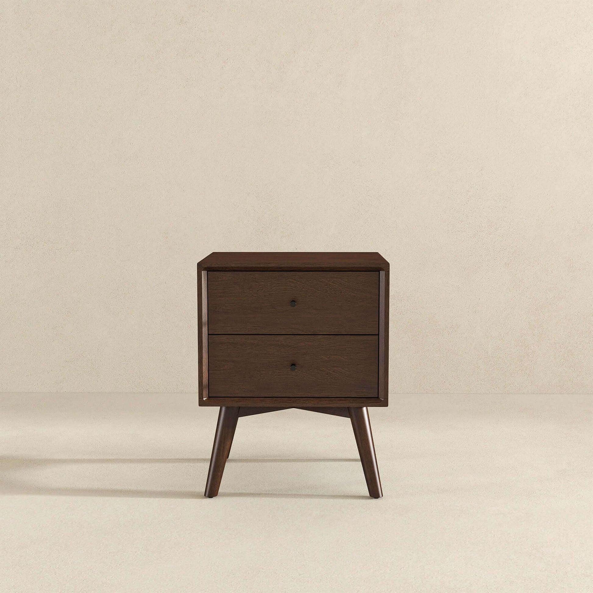 Caroline Walnut Night Stand 2-Drawer - Baha-Furniture