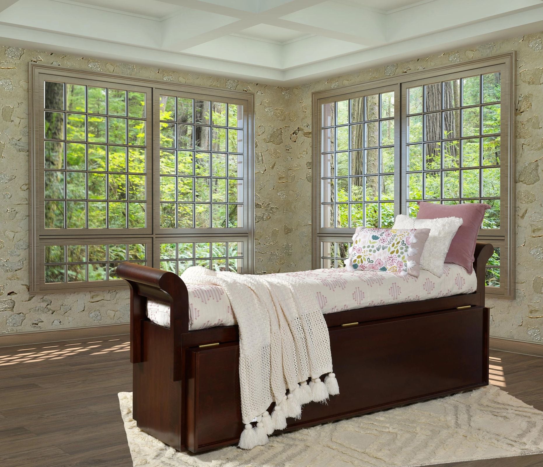 Convertible Bed for Small Bedroom, Twin and Full Bed in One with Mattresses - Baha-Furniture