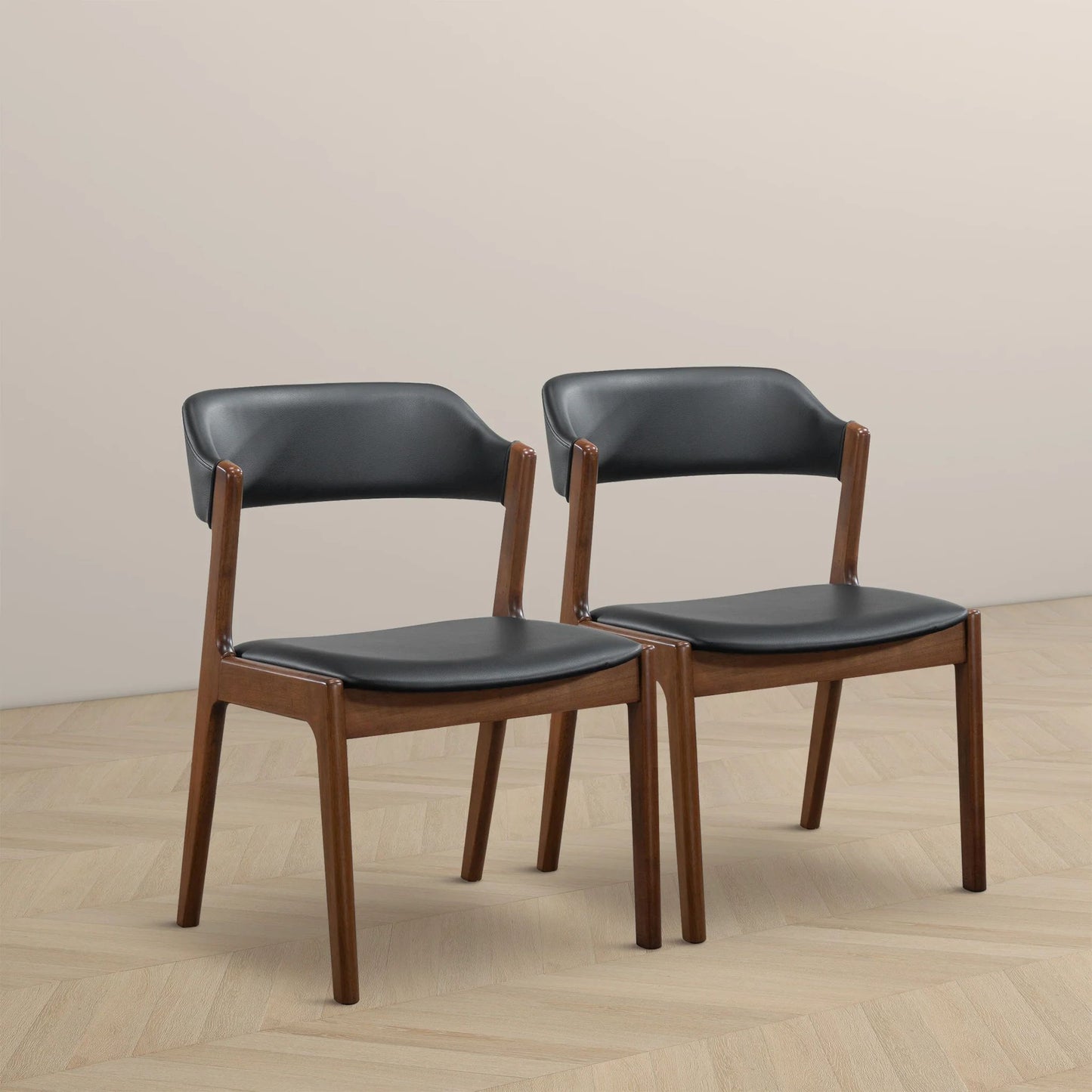 Enzo Black Leather Dining Chair (Set Of 2) - Baha-Furniture