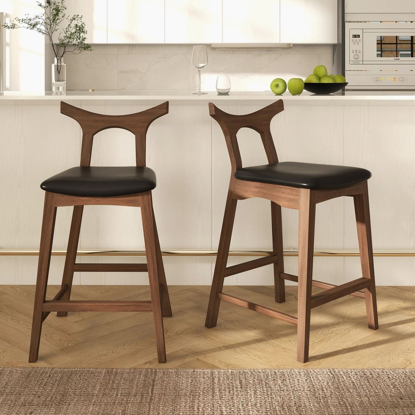 Hester Solid Wood Upholstered Square Bar Chair (Set Of 2) - Baha-Furniture
