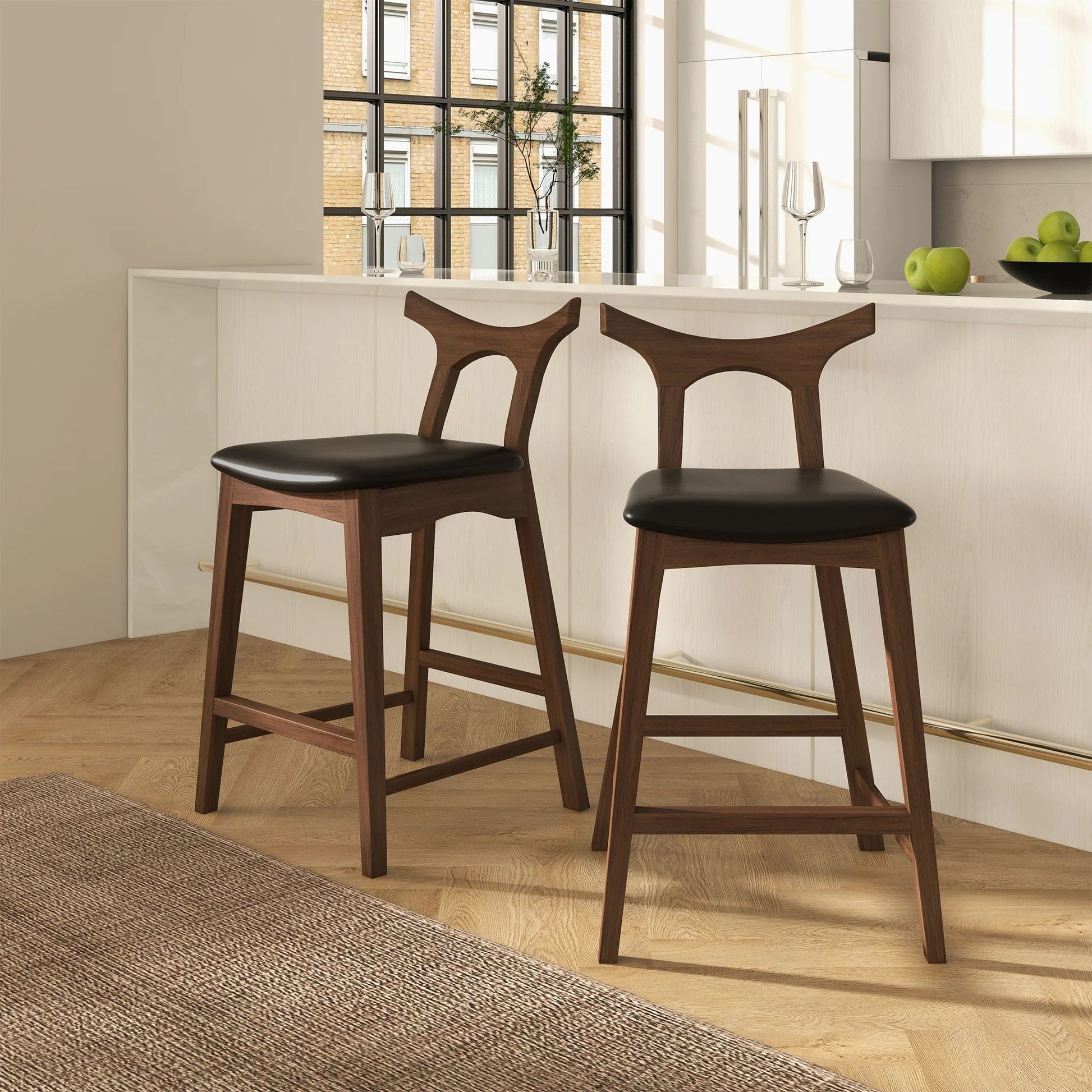 Hester Solid Wood Upholstered Square Bar Chair (Set Of 2) - Baha-Furniture