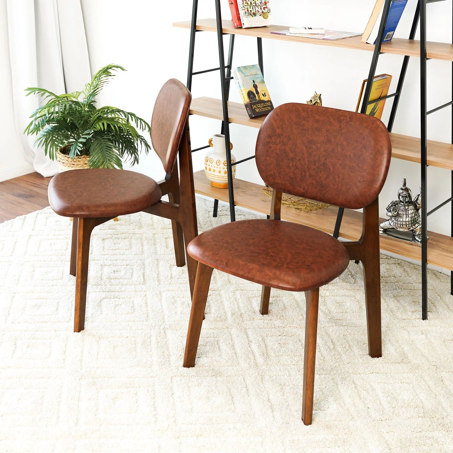 Kelsey Brown Leather Dining Chair (Set Of 2) - Baha-Furniture