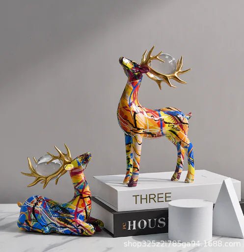 CerviCristallo Nordic Colorful Deer Decorative Piece (One) - Baha-Furniture