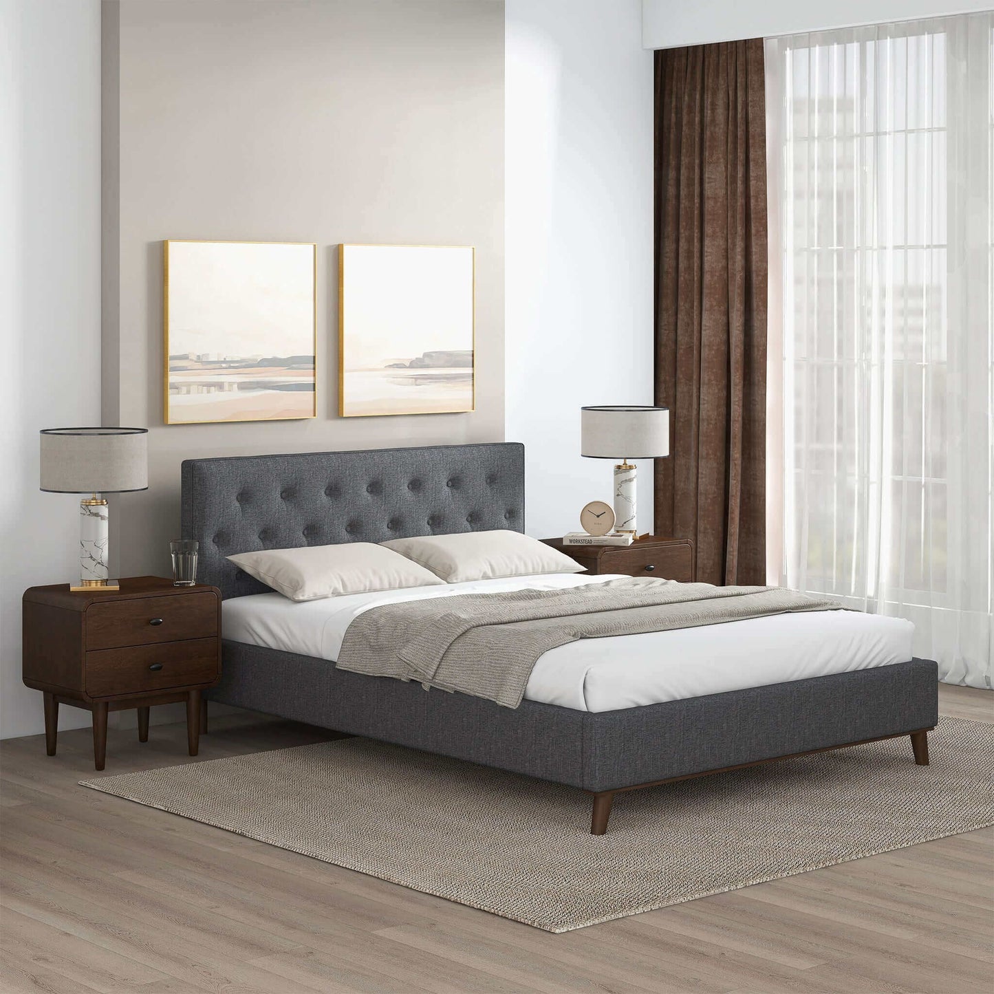 Graceville Fabric Platform Bed - Queen, King - Baha-Furniture