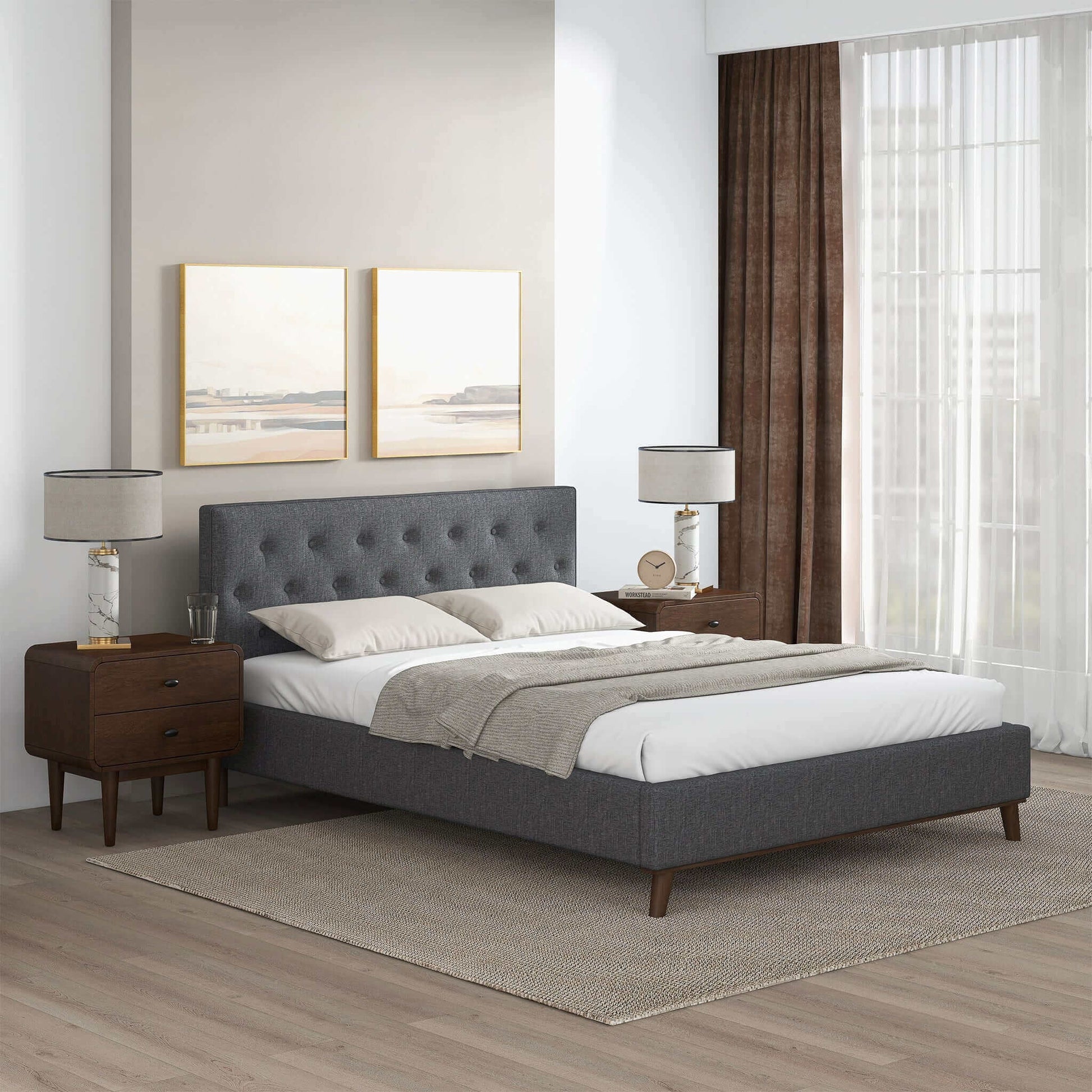 Graceville Fabric Platform Bed - Queen, King - Baha-Furniture