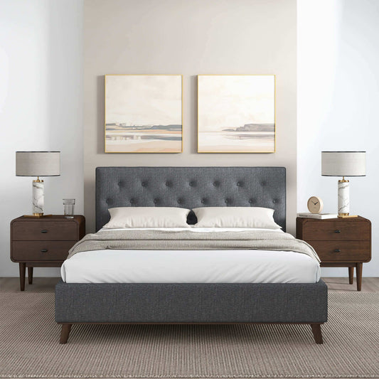Graceville Fabric Platform Bed - Queen, King - Baha-Furniture