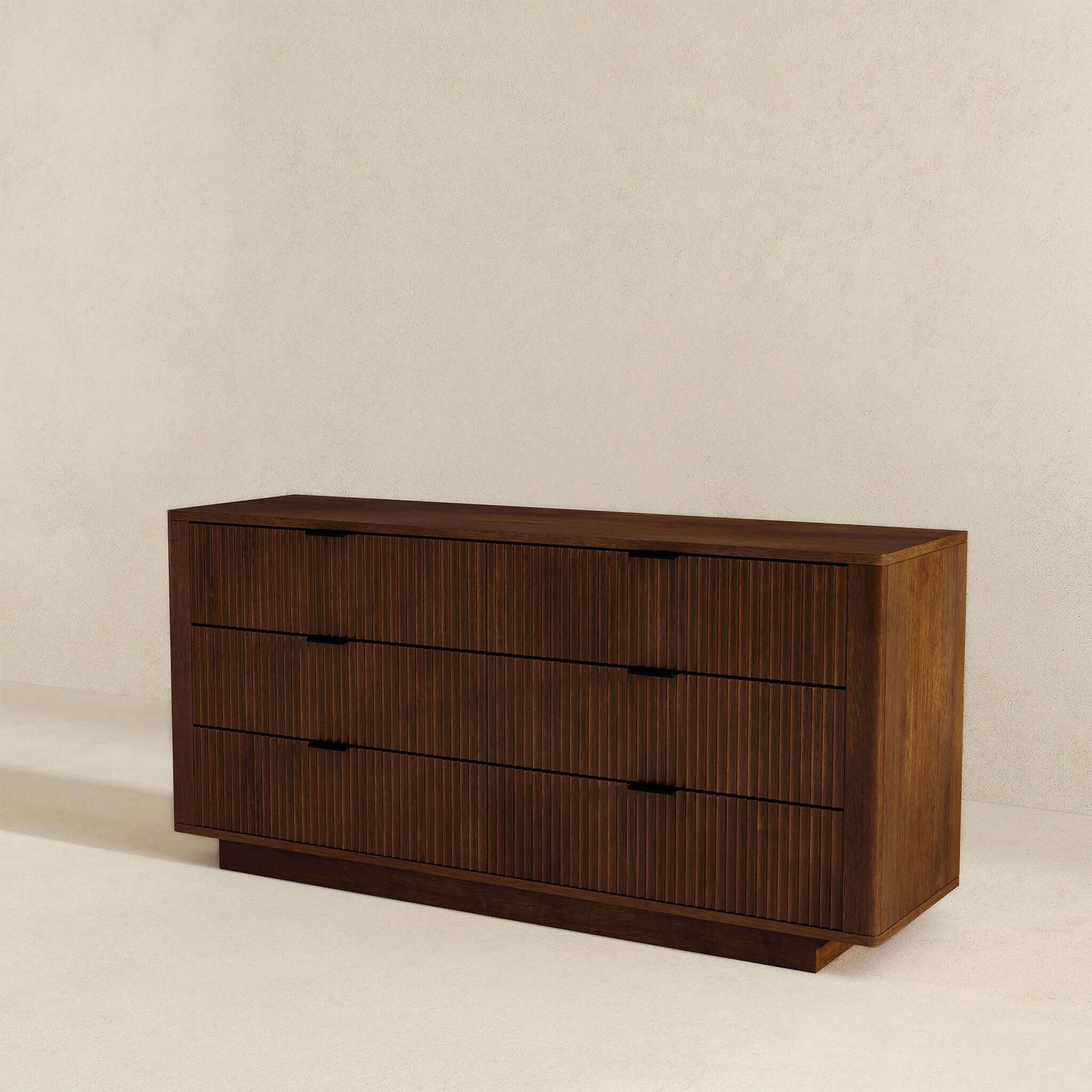 Lola Mid Century Modern Walnut Dresser With 6 Drawers - Baha-Furniture