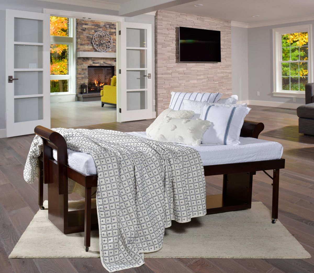 Convertible Bed for Small Bedroom, Twin and Full Bed in One with Mattresses - Baha-Furniture