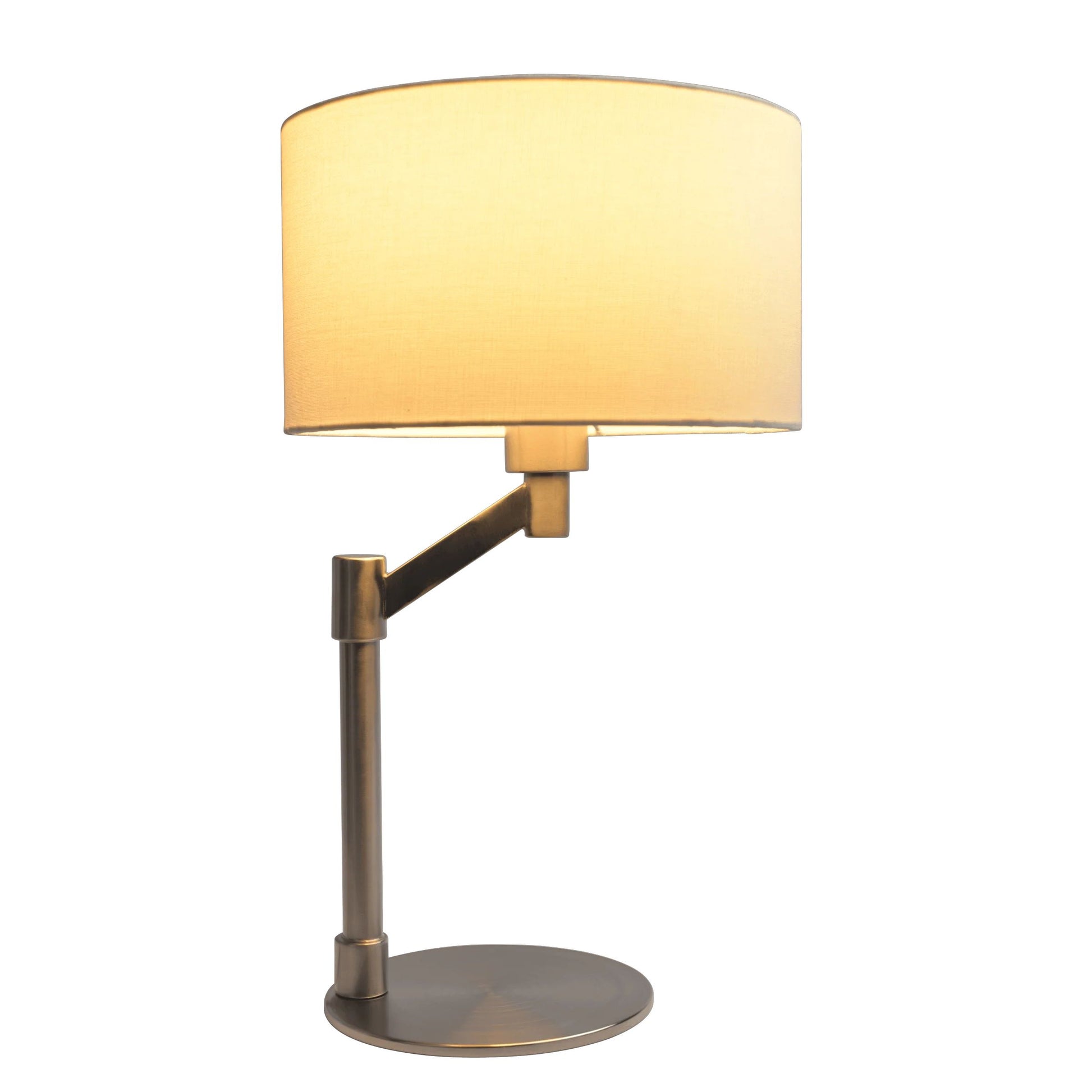 Horizon Brushed Nickel Table Lamp with On/Off Switch Curved Metal Base Linen Shade - Baha-Furniture