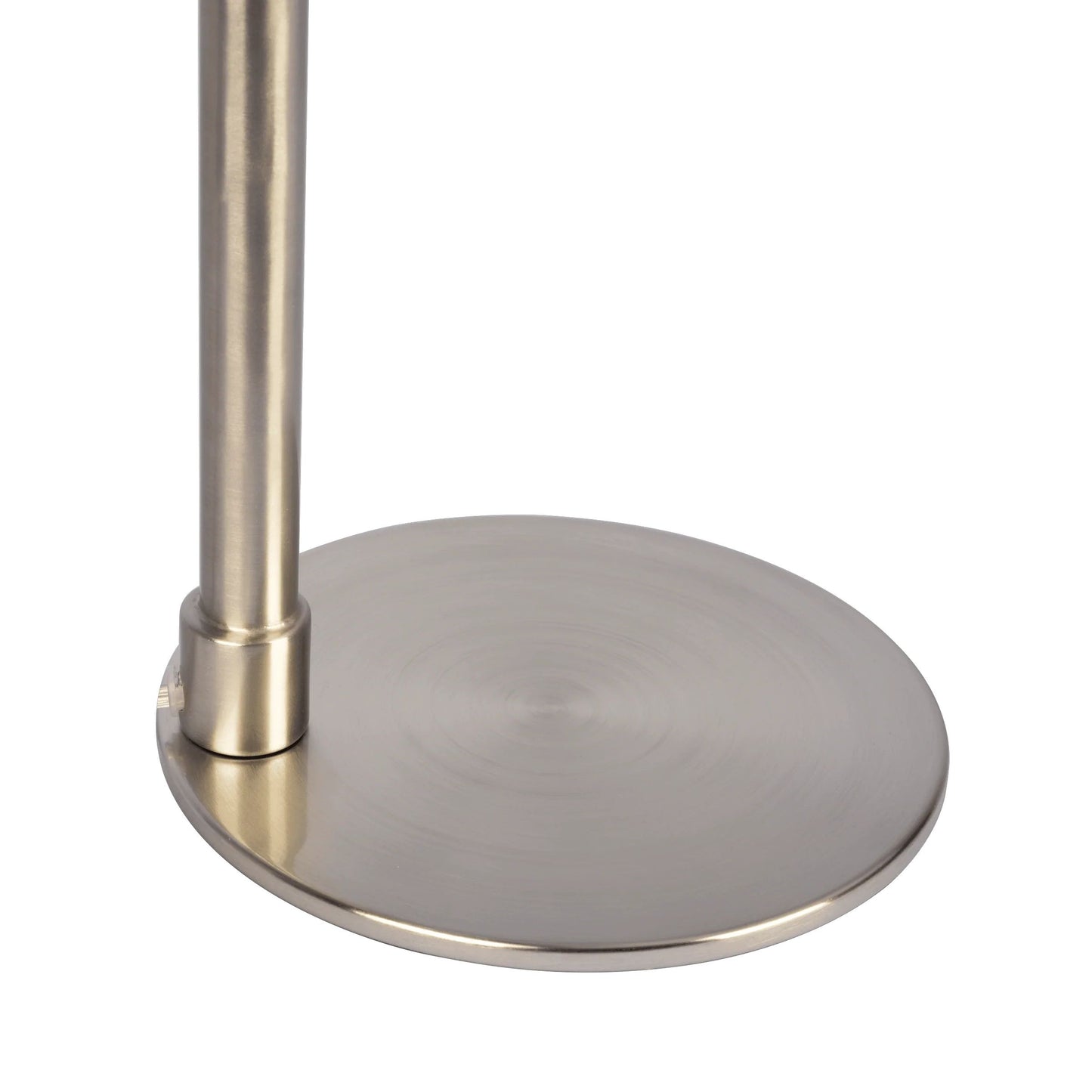 Horizon Brushed Nickel Table Lamp with On/Off Switch Curved Metal Base Linen Shade - Baha-Furniture