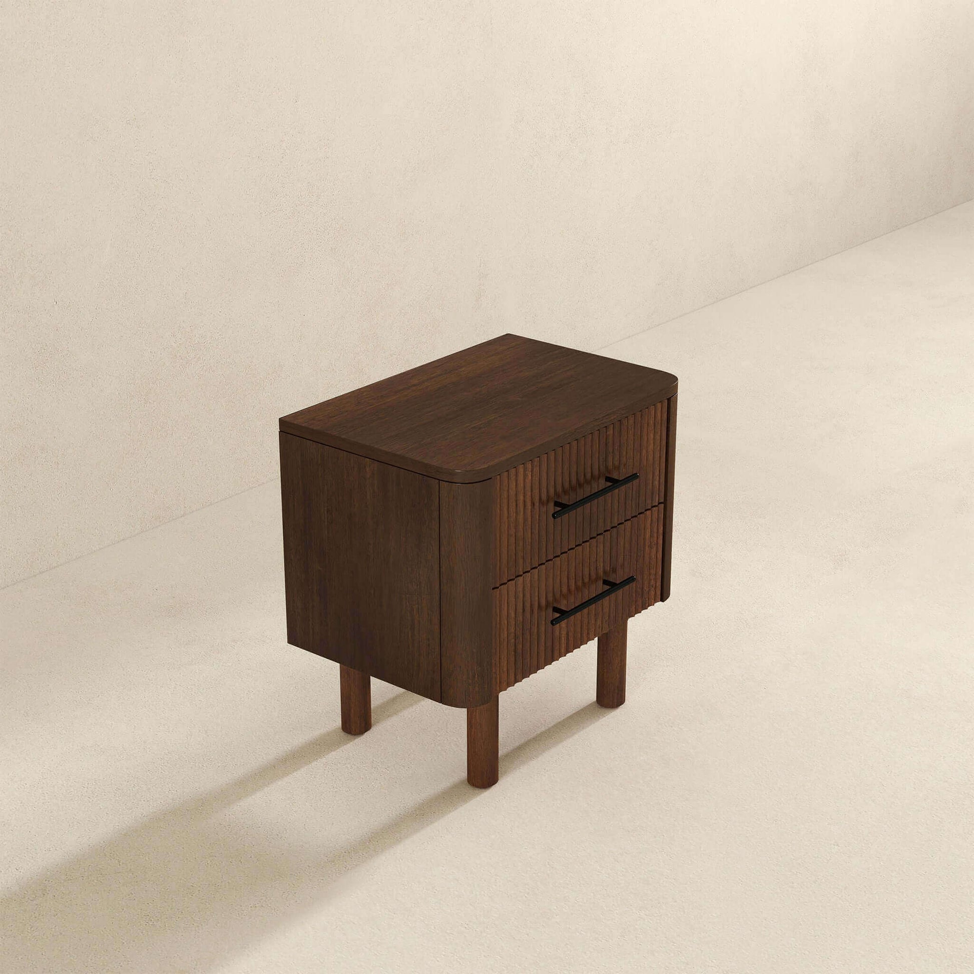 Logan Mid Century Modern Walnut Nightstand Bed Side Tables With 2 Drawers - Baha-Furniture