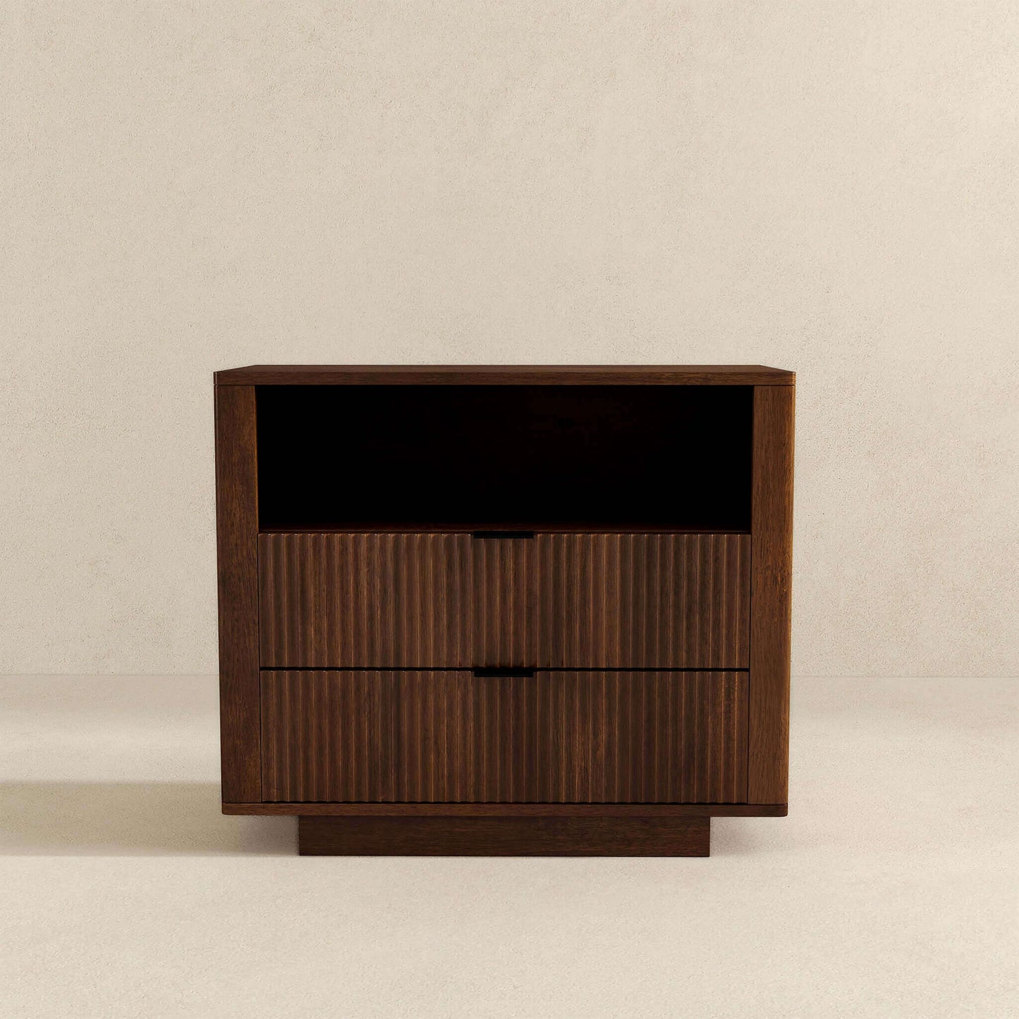 Lola Mid Century Modern Walnut Nightstand 2-Drawer Bed Side Table - Baha-Furniture