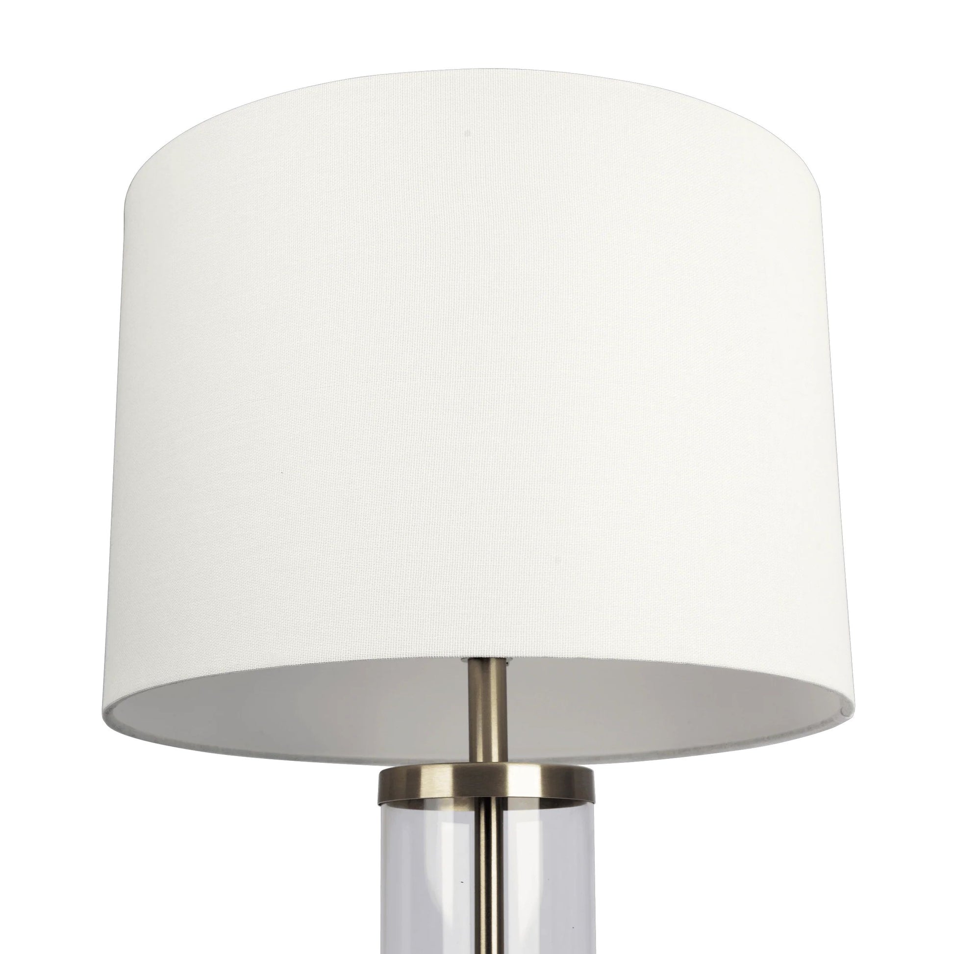 Luna Brushed Nickel Table Lamp with On/Off Switch Clear Glass Body Metal Base - Baha-Furniture