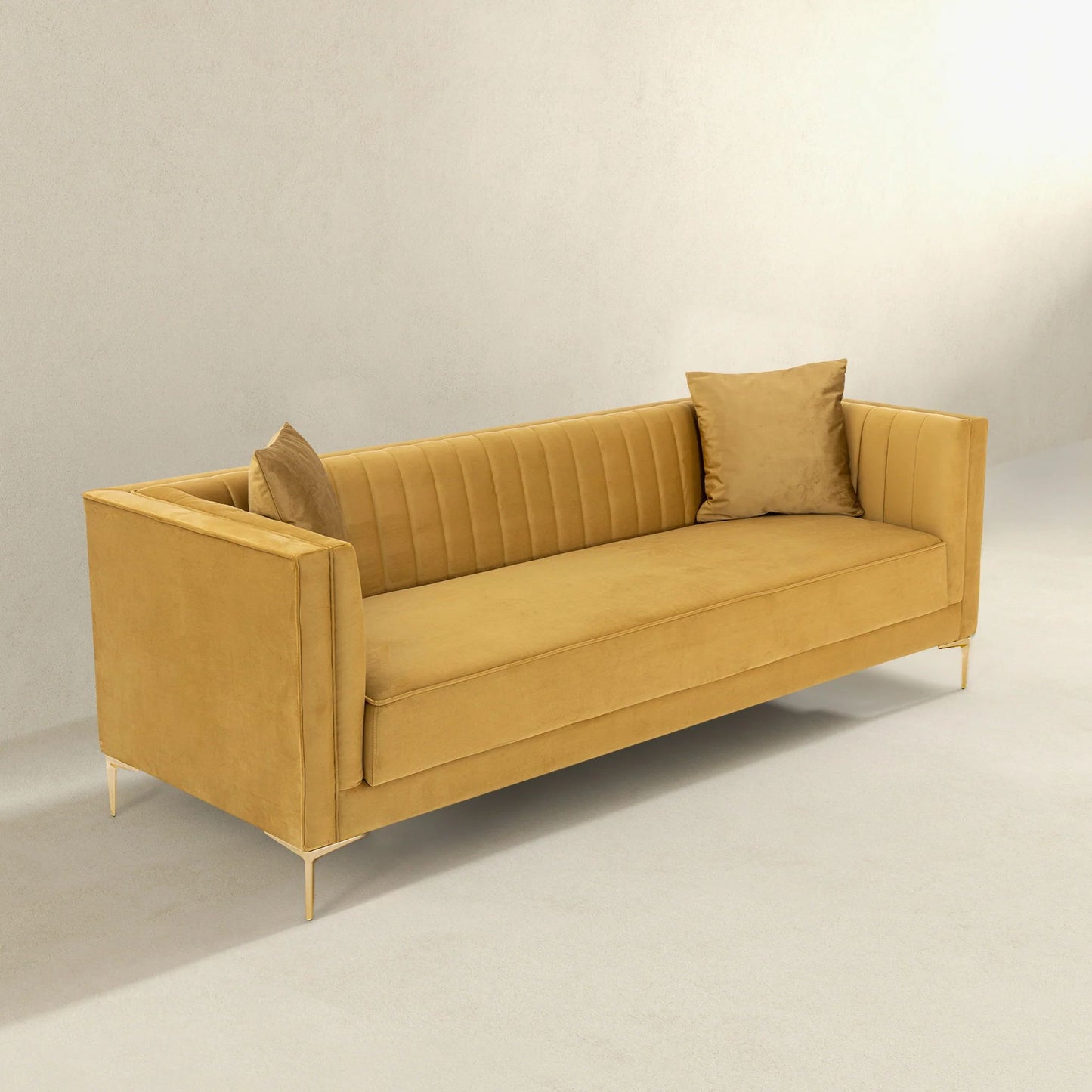 Angelina Sofa 91" (Yellow Mustard Velvet)