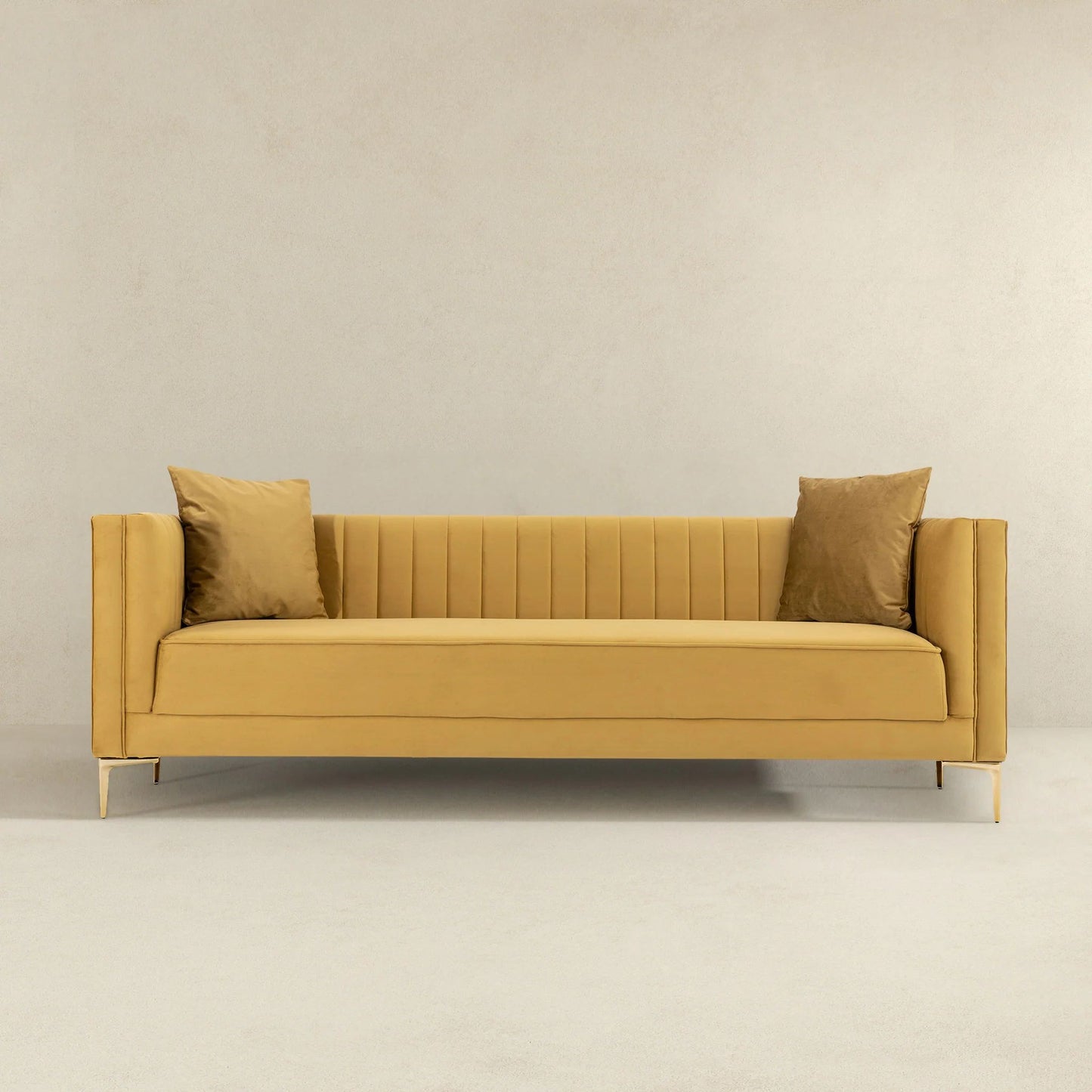 Angelina Sofa 91" (Yellow Mustard Velvet)