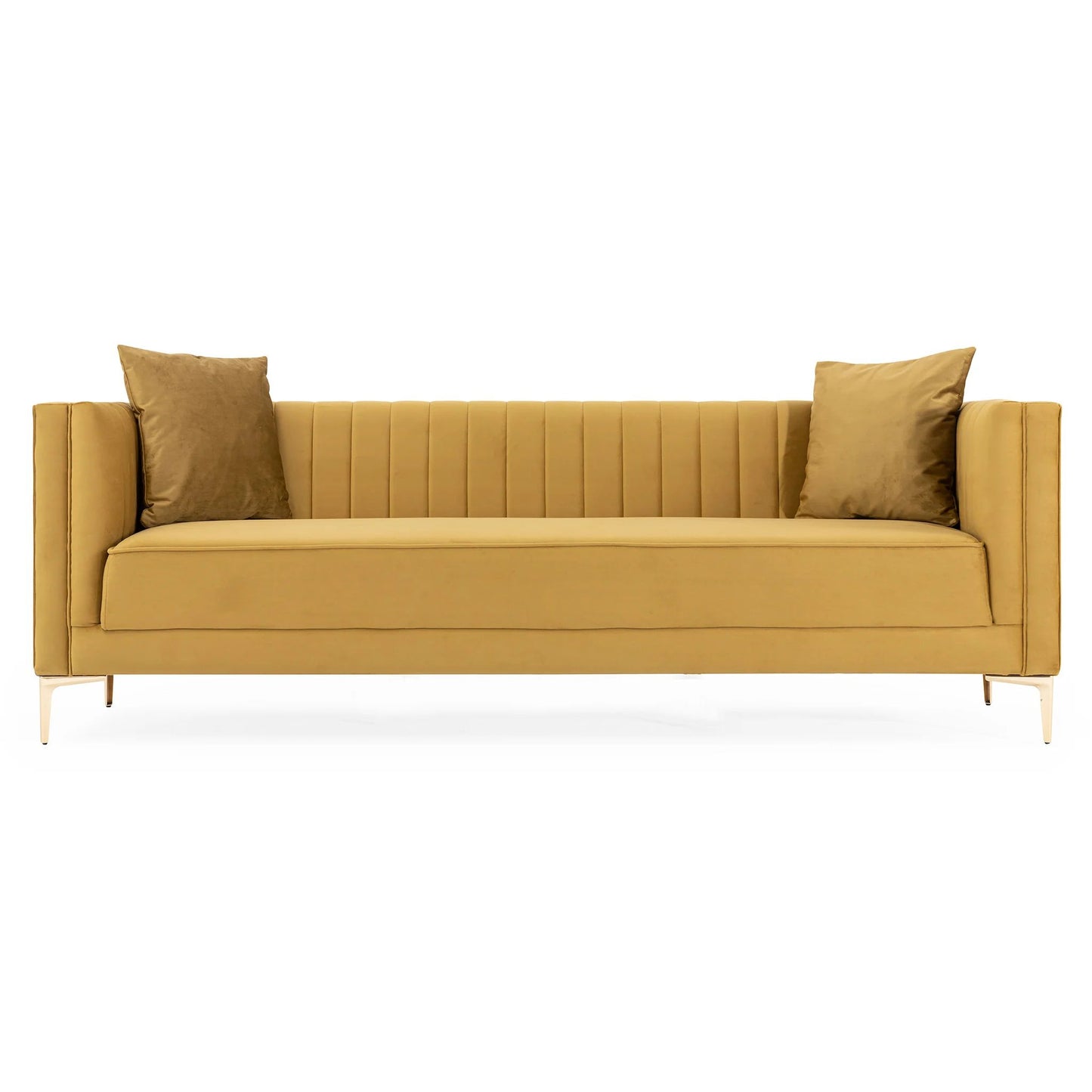 Angelina Sofa 91" (Yellow Mustard Velvet)