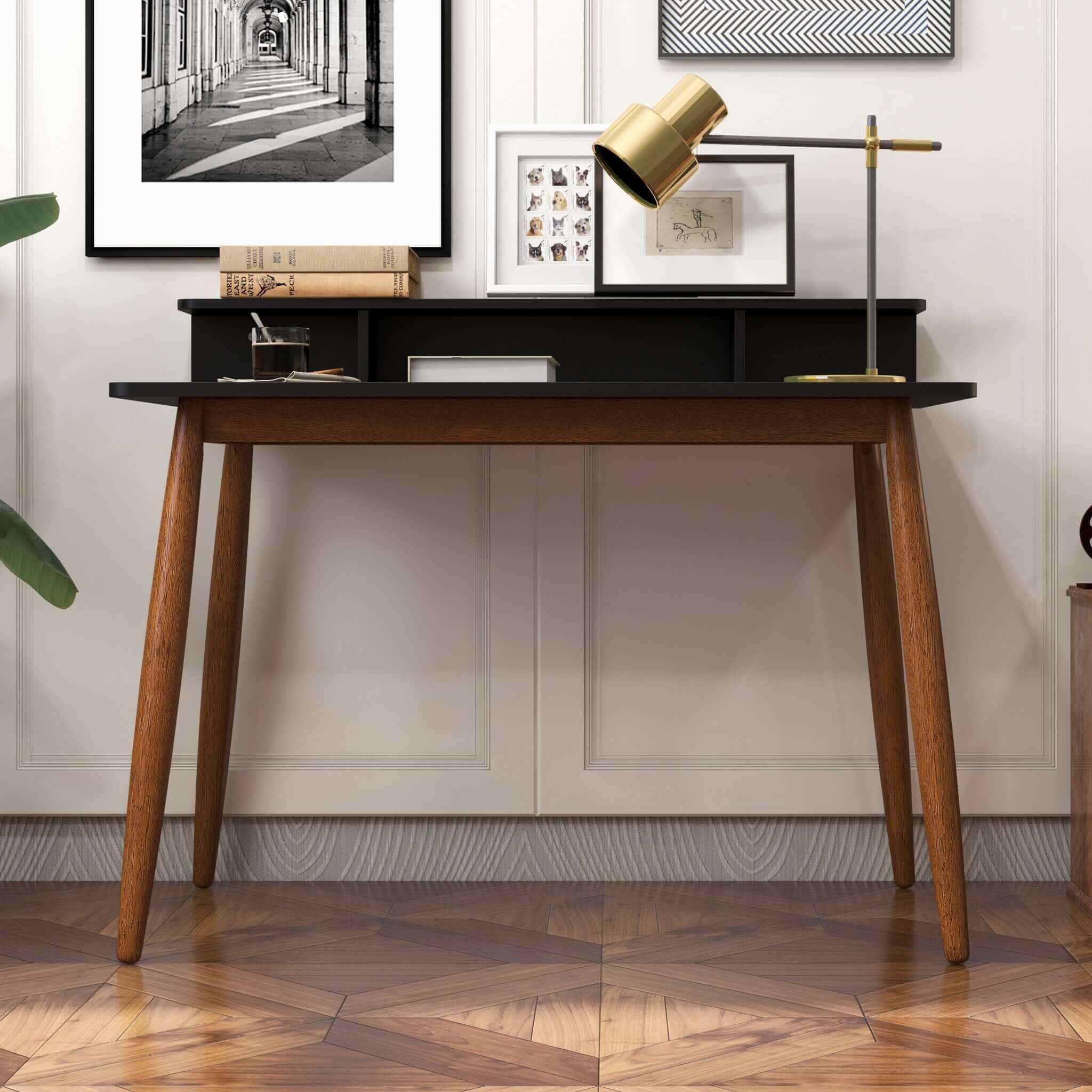 Hayley Rectangular Solid Wood Desk In Black BahaFurniture