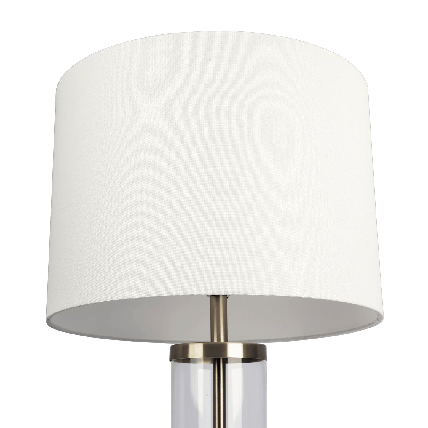 Luna Brushed Nickel Table Lamp with On/Off Switch Clear Glass Body Metal Base